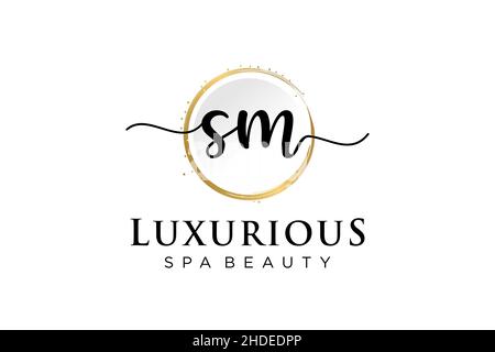 Anfängliches SM-feminines Logo. Verwendbar für Logo für Mode, Fotografie, Hochzeit, Schönheit, Business. Flache Vektor Logo Design-Vorlage . Stock Vektor