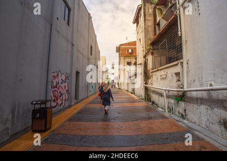 Straßenansicht der Panglima Lane in Ipoh, Perak, Malaysia. Ipoh Wahrzeichen Symbol. Stockfoto