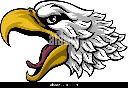 Glatze Eagle oder Hawk Mascot Head Face Cartoon Stock Vektor