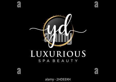 Erstes feminines YD-Logo. Verwendbar für Logo für Mode, Fotografie, Hochzeit, Schönheit, Business. Flache Vektor Logo Design-Vorlage . Stock Vektor