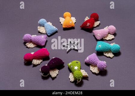 Weihnachtsengel aus Wolle Bayern Deutschland Stockfoto