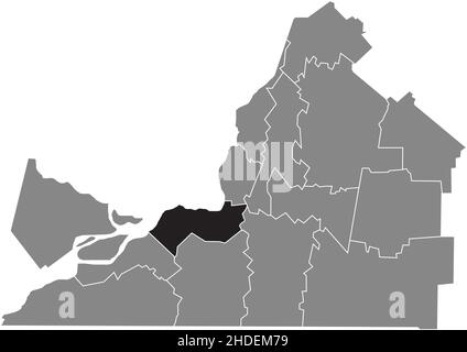 Schwarz flache leere markierte Standortkarte der REGION ROUSSILLON in grauer Verwaltungskarte von Montérégie, Quebec, Kanada Stock Vektor