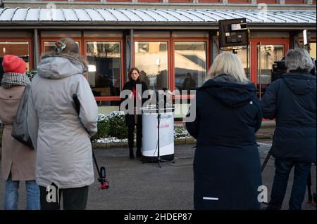 Kiel 6. Januar 2022, Bildungsministerium. Statement von Bildungsministerin Karin Prien zu zusätzlichen Corona Schutzmaßnahmen im Präsenzunterricht zum Stockfoto