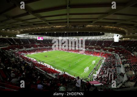 Allgemeine Ansicht des Ahmed bin Ali Stadions in Al Rayyan, Katar, aufgenommen während des FIFA Arab Cup, dem Aufbau bis zur FIFA Weltmeisterschaft 2022. Foto von MB Media 22/12/2021 Stockfoto