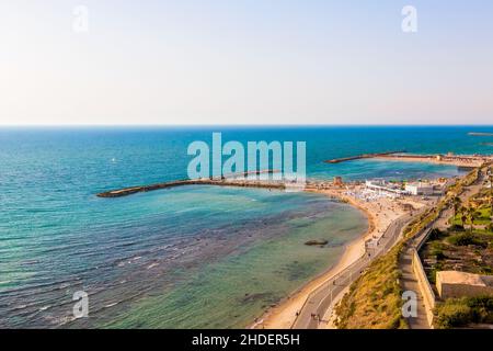 Erhöhter Blick auf Tel Aviv, Hilton Beach Stockfoto