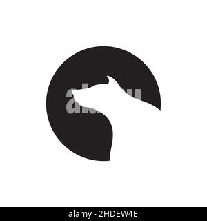 Negative Raum Kreis schwarz mit Kopf Hund Logo Design Vektor Grafik Symbol Illustration kreative Idee Stock Vektor