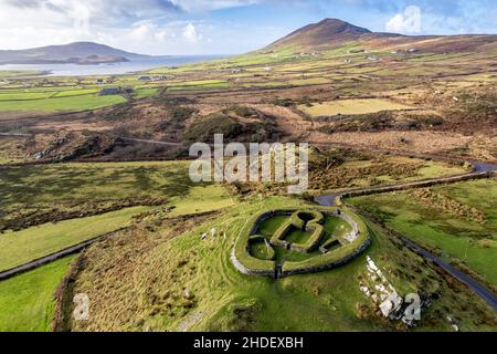 Leacanabuaile Ring Fort aus dem 7th. Jahrhundert, Cahersiveen, County Kerry, Irland Stockfoto