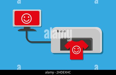 Eine Vektordarstellung des Prozesses „Print on Demand“ Stock Vektor