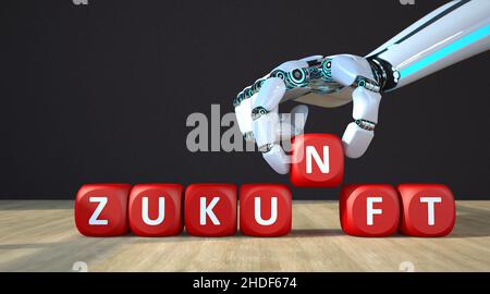 Zukunft, Künstliche Intelligenz, Robotik, Aspiration, Aspirationen, Nach vorne schauen, künstliche Intelligenzen, Cyborg Stockfoto