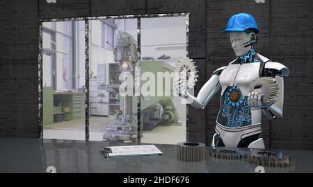 Ingenieurwesen, künstliche Intelligenz, Robotik, künstliche Intelligenzen, Cyborg Stockfoto