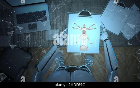 Roboter, Ideal, Vitruvian man, Roboter, ideale, Perfektion Stockfoto