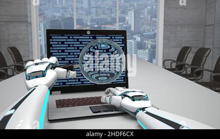 Lupe, künstliche Intelligenz, Robotik, künstliche Intelligenzen, Cyborg Stockfoto