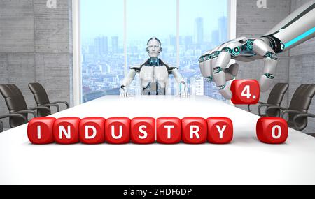 Künstliche Intelligenz, Industrie 4,0, Robotik, künstliche Intelligenzen, Cyborg Stockfoto