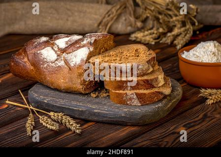 In Scheiben geschnitten, Brot, Scheibe Brot, Scheiben, Brot, Brotscheibe Stockfoto