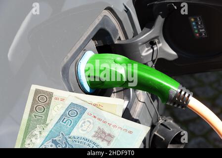 Kosten, Zloty polieren, Elektromobilität, Kosten, Zloty polieren Stockfoto