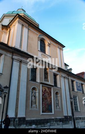 Kathedrale von St. Nikolaus, Cyril Methodius-Platz, Altstadt, Ljubljana, Slowenien Stockfoto