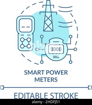 Smart Power Meter türkisfarbenes Konzeptsymbol Stock Vektor