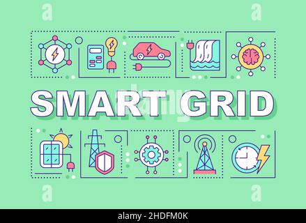 Smart Grid Wortkonzepte grünes Banner Stock Vektor