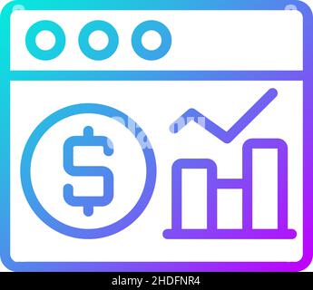 Symbol für linearen Vektor für die Analyse von Finanzdaten mit Gradienten Stock Vektor