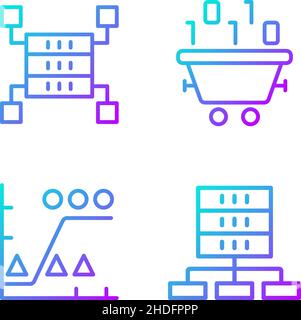Symbole für lineare Vektor-Grafiken für die Verarbeitung von Datensätzen Stock Vektor