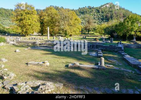 Archäologische Funde in der Agora von alten Thasos, Insel Thassos, Griechenland Stockfoto