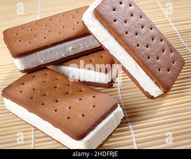 Eis, Eis, Keks, Eis, Eis, Eiscreams, Kekse, Kekse, Kekse, Kekse Stockfoto