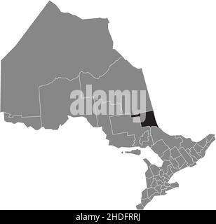 Schwarz, flach, leer, markierte Standortkarte des TIMISKAMING-BEZIRKS in grauer Verwaltungskarte der kanadischen Provinz Ontario, Kanada Stock Vektor