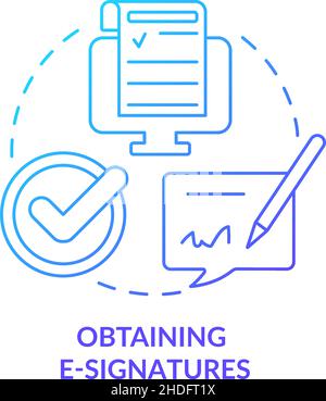 Erhalten von E-Signaturen blaues Gradientenkonzept-Symbol Stock Vektor