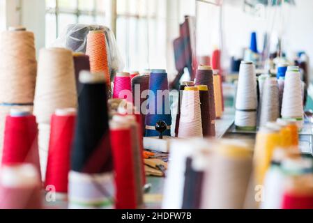 Garn, Fabrik, Weberei, Garne, Fabriken Stockfoto