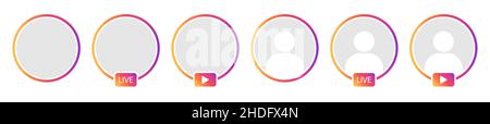 Avatar-Frames für soziale Medien eingestellt. Instagram-Storys-Symbol. Symbole für Live-Video-Streaming. Symbol für Ihr Website-Design, Logo, App, UI. Vektor-Illus Stock Vektor