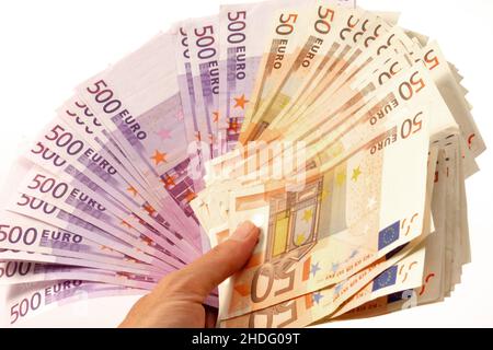 euro-Scheine, Bargeld, Geldkassetten, Bargeld, Geldkassette Stockfoto