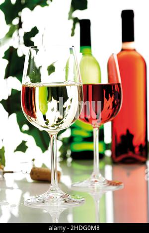 Weißwein, Rosé, Weißweine Stockfoto