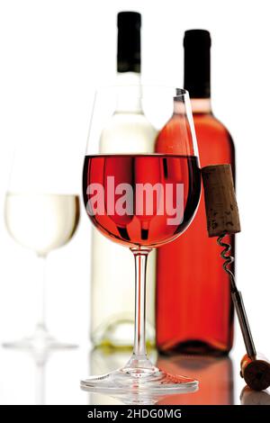 Wein, Korkenzieher, Weinkorken, Weine, Korkenzieher, Weinkorken Stockfoto