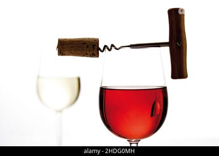 Wein, Korken, Korkenzieher, Weine, Korken, Korkenzieher Stockfoto