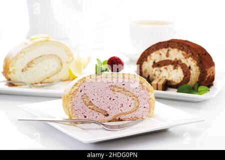 Kuchen, Cremerollen, Kuchen, Cremerollen Stockfoto