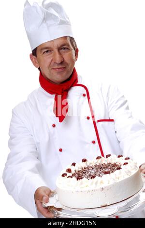 Konditor, Cremekuchen, Schwarzwälder Kuchen, Konditoren, Cremekuchen, Schwarze Waldkuchen Stockfoto