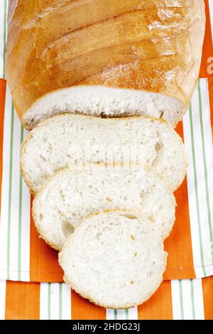 Weißbrot, Brotscheiben, Weißbrot, Brot Stockfoto