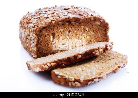 Getreidebrot, Vollkornbrot, Vollkornbrot, Getreidebrot, Vollkornbrot, Ganze Werte Stockfoto