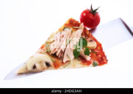 Thunfisch, Pizzastücke, Thunfische, Pizzastücke Stockfoto