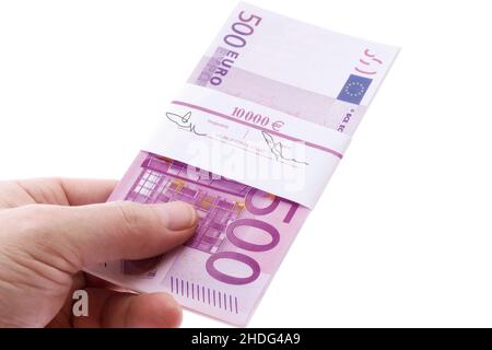 Geldrolle, 500 Euro, Pakete, Geldrollen, fünfhundert Euro Stockfoto