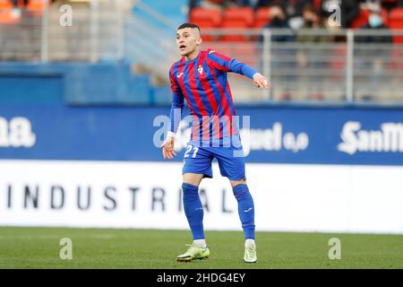 Eibar, Spanien. 5th Januar 2022. Yanis Rahmani (Eibar) Fußball: Spanisches 'Copa del Rey' Spiel zwischen SD Eibar 1-2 RCD Mallorca im Estadio Municipal de Ipurua in Eibar, Spanien. Quelle: Mutsu Kawamori/AFLO/Alamy Live News Stockfoto