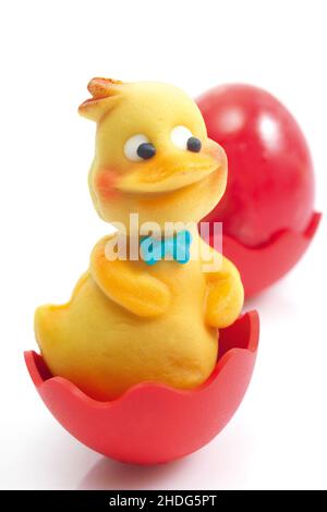 ostern, osterküken, Marzipanfigur, Easter, Baby Huhn, Baby Ente, Huhn Baby, Marzipan Figuren Stockfoto