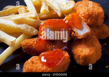 Fast Food, Fingerfood, Chicken Nuggets, Fastfood, Fingerfood Stockfoto