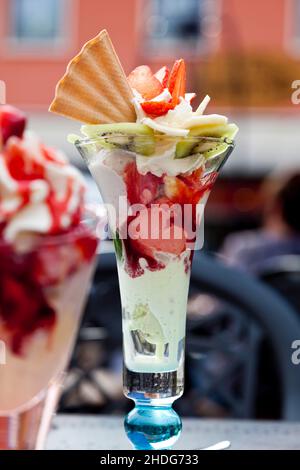 Eisbecher, Eisdiele, Eisdielen, Eisdielen Stockfoto