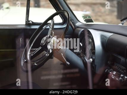 oldtimer, Lenkrad, Oldtimer, Lenkrad Stockfoto