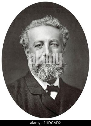 Jules Verne (1828-1905), französischer Romancier, Dichter und Dramatiker, Porträtfoto von Felix Nadar, um 1873 Stockfoto