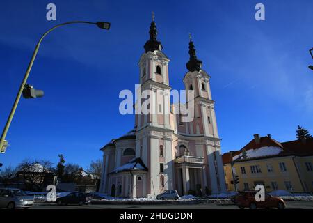 kirche heilige kreuz, Barockstil in Villach, Österreich. Stockfoto