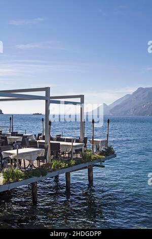 Terrasse, Fenster Meer, Terrassen, Fenster Meer Stockfoto