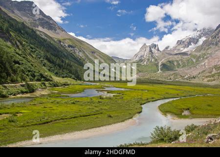 mont Blanc, val veny, Alpental, mont Blancs, val Venies Stockfoto