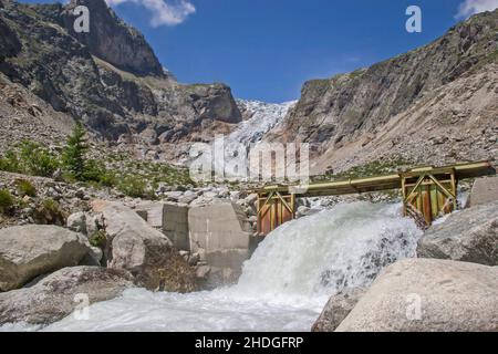 gletscher, Bergbach, val ferret, Gletscher, Gebirgsbäche Stockfoto